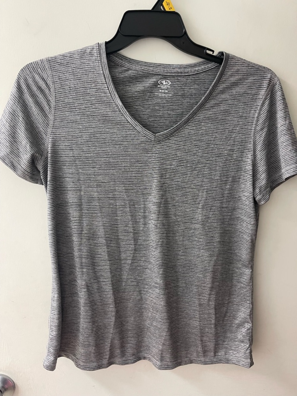 Women’s Black/White Stripe V-Neck Tee